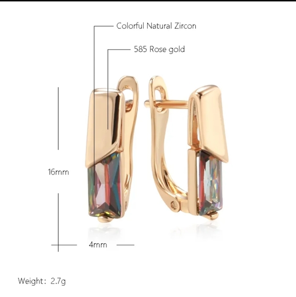 Zircon Rose Gold Tone Earrings - Picture 2 of 6